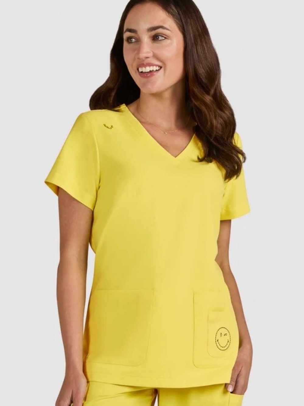Koi Women's Yellow V-Neck Scrub Top